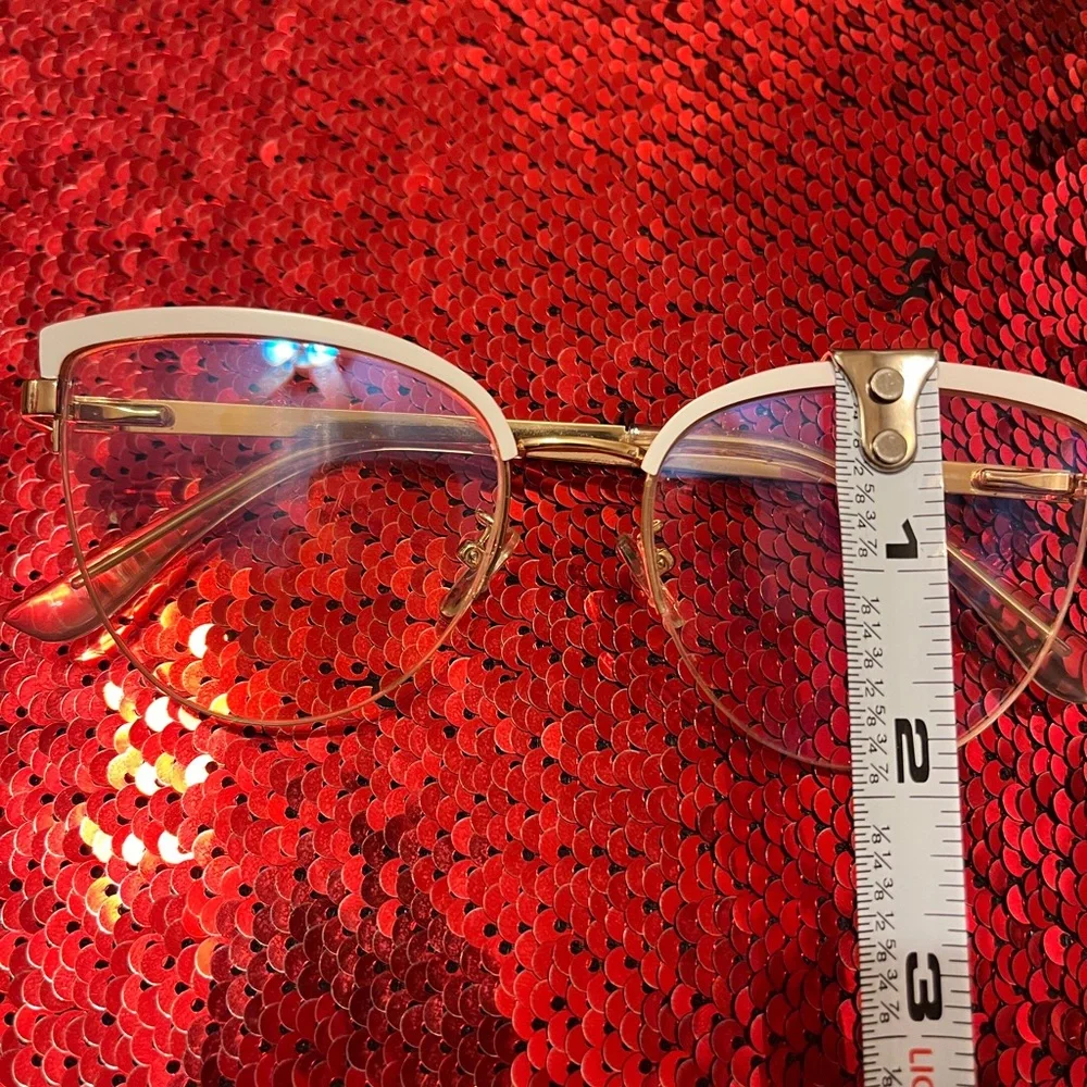 Chic Gold and White Cat-Eye Glasses